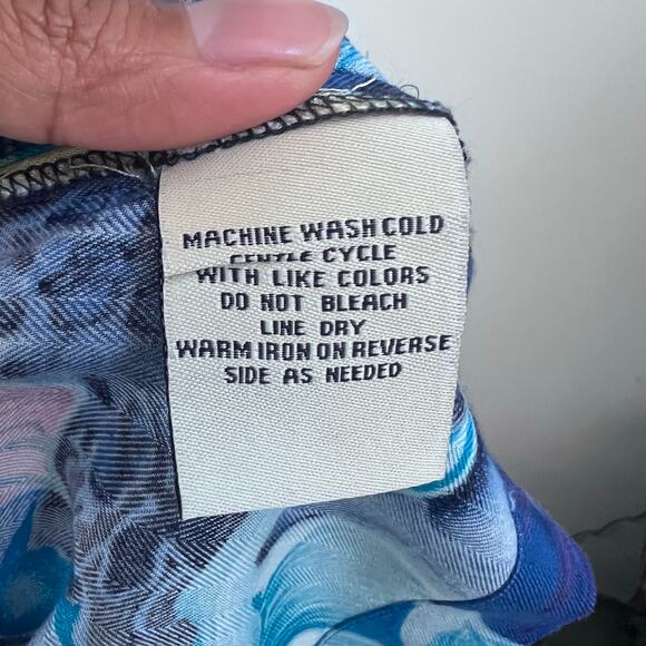 Caribbean Joe Hawaiian Silk Blend Floral Short Sleeve Shirt Women's Size Medium - Picture 6 of 6